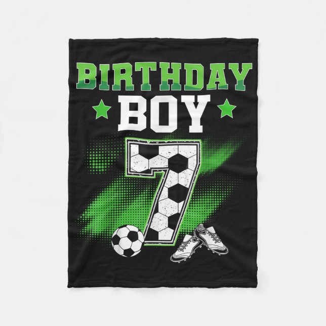 7th Birthday Boy Soccer 7 Year Old Sport 7yr Boys  Fleece Blanket (Front)