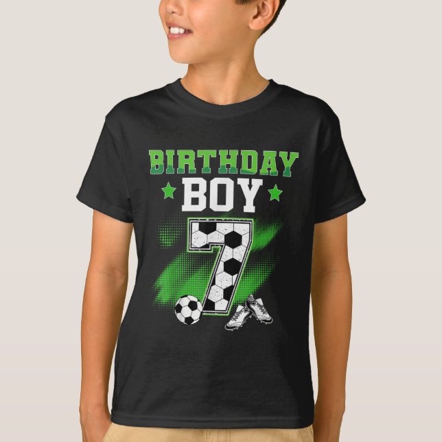 7th Birthday Boy Soccer 7 Year Old Sport 7yr Boys  T-Shirt (Front)