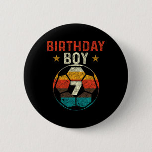 7th Birthday Boy Soccer Lover 7 Years Old Bday 6 Cm Round Badge