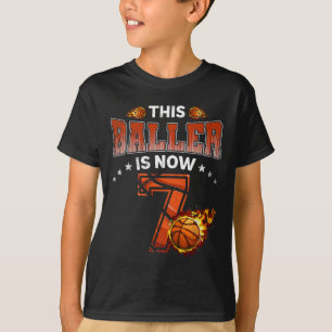 7th Birthday Boys Basketball Player Gifts 7 Years  T-Shirt