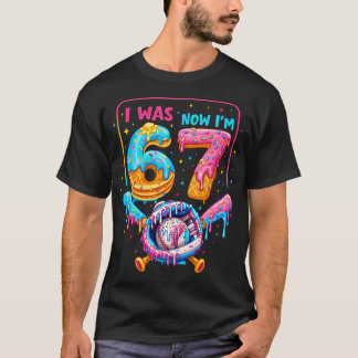 7Th Birthday Boys I Was 6 Now I'M 7 Baseball Ice T-Shirt
