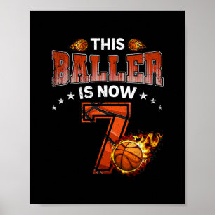 7th Birthday Boys Sketll Player Gifts 7 Years Old Poster