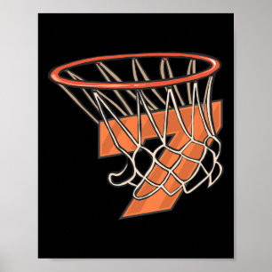 7th Birthday Bysketbyll 7 Year Old Kid For Birthda Poster