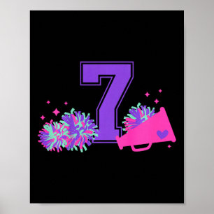 7th Birthday Cheerleading Girl Seven Year Old Chee Poster