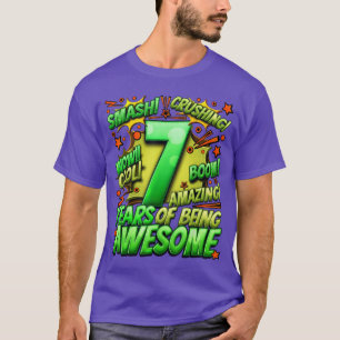7th Birthday Comic Style Awesome Since 2016 7 Year T-Shirt
