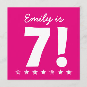 7th Birthday Custom Name Pink for GIRL A01 Invitation