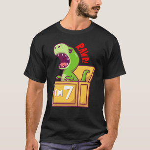 7th Birthday Cute Rex 7 Years Old Birthday Dinosau T-Shirt