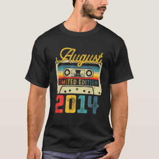 7Th Birthday Decorations Retro August 2014 Cassett T-Shirt