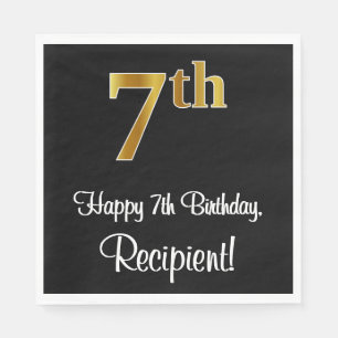 7th Birthday ~ Elegant Luxurious Faux Gold Look #  Napkin