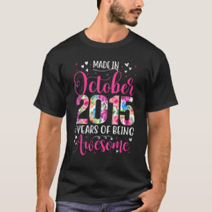 7th Birthday Floral   For Girls Born In October 20 T-Shirt