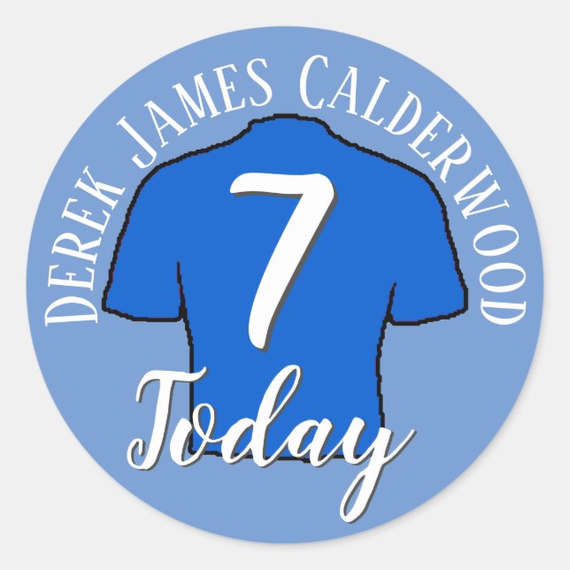 7th Birthday Football Badge to Personalise Classic Round Sticker (Front)