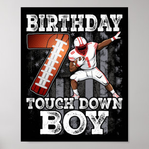 7th Birthday Football Boy - 7 Years Old Kid Footba Poster