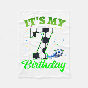 7th Birthday Football Boy Girl Kids Soccer Sports Fleece Blanket