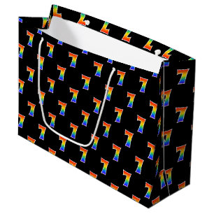 7th Birthday: Fun Rainbow Event Number 7 Pattern Large Gift Bag