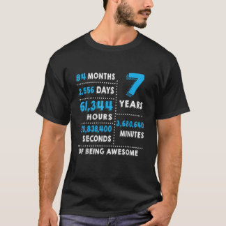 7th Birthday Gift 7 Years Old Being Awesome Tee