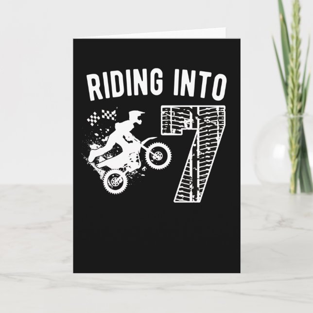 7th Birthday Gift Dirt Bike 7 Years Old Motocross Card (Front)