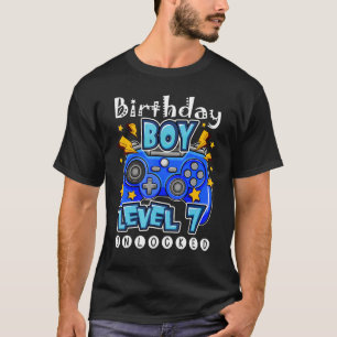 7th Birthday Gift Gamer Boys Level 7 Unlocked Vide T-Shirt