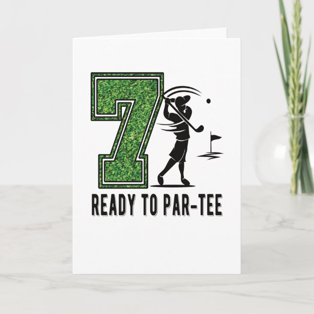 7th Birthday Gift Golf Player 7 Year Old Boy Card (Front)