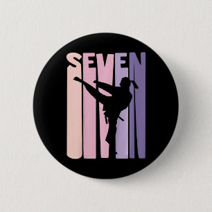 7th Birthday Gift Karate Retro Taekwondo Martial A 6 Cm Round Badge