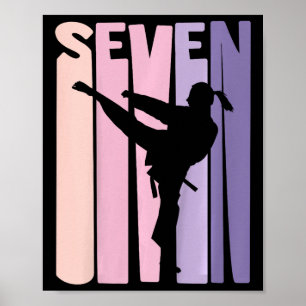 7th Birthday Gift Karate Retro Taekwondo Martial A Poster