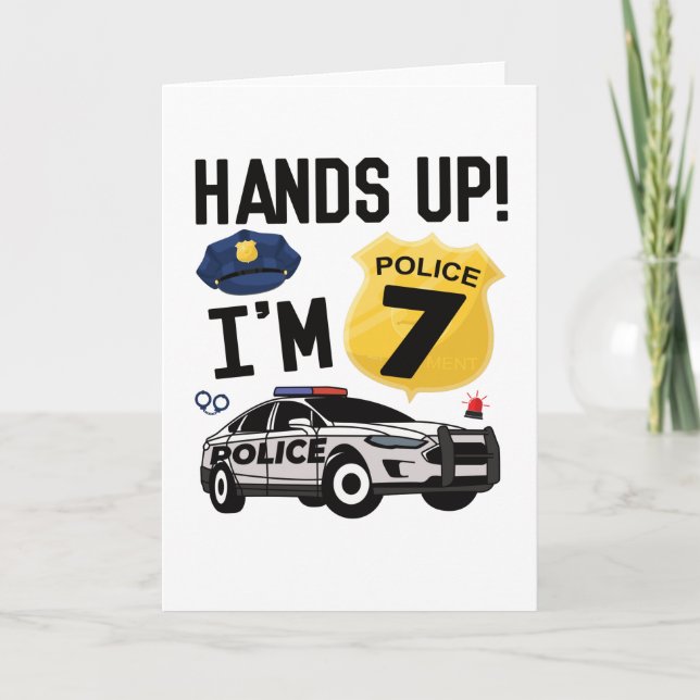 7th Birthday Gift Police Officer 7 Year Old Boy Card (Front)