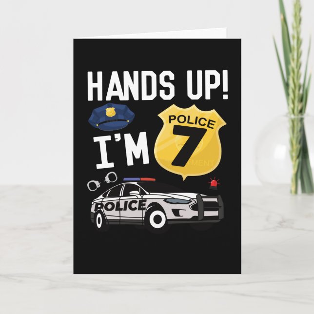 7th Birthday Gift Police Officer 7 Year Old Boy Card (Front)