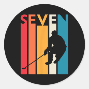 7th Birthday Gift Seven Vintage Hockey Birthday 7 Classic Round Sticker