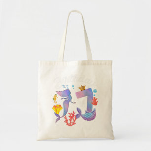 7th Birthday Gifts Girl Mermaid Is 7 Years Old Bir Tote Bag