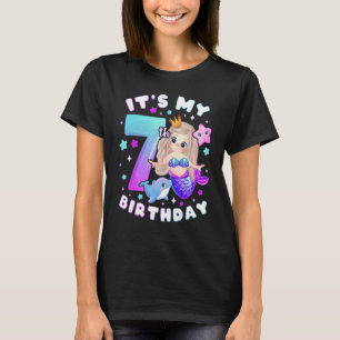 7th Birthday, Girl 7 Years, Mermaid, Number 7 T-Shirt