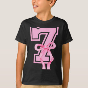 7th Birthday Girl Coquette Nk Bows Seven Years Old T-Shirt