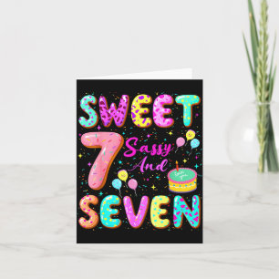 7th Birthday Girl Donut Sweet Sy And Seven Birthda Card