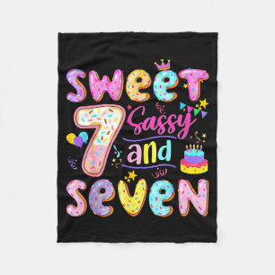 7th Birthday Girl Donut Sweet Sy And Seven Birthda Fleece Blanket
