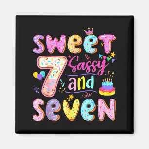 7th Birthday Girl Donut Sweet Sy And Seven Birthda Magnet