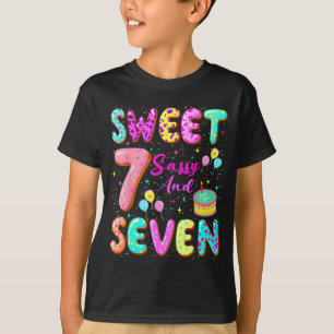 7th Birthday Girl Donut Sweet Sy And Seven Birthda T-Shirt