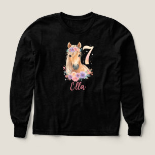 7th Birthday Girl Horse Pastel Pink Personalized 
