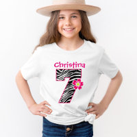 7th Birthday Girl Hot Pink & Black Zebra Pattern