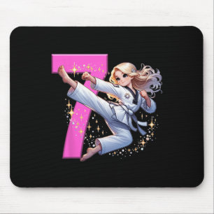 7th Birthday Girl Martial Arts Party Taekwondo Kar Mouse Pad