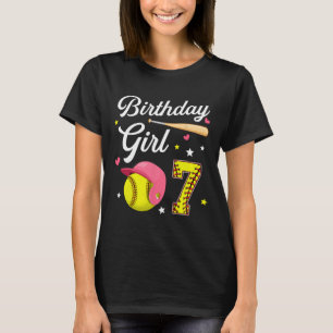 7th Birthday Girl Softll Seventh Bday 7 Yrs Seven T-Shirt