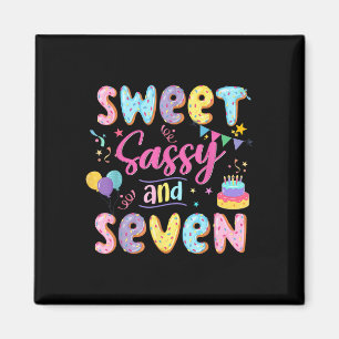 7th Birthday Girl Sweet Sassy And Seven Doughnut 7 Magnet