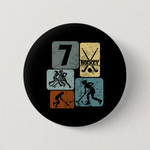7th Birthday Girls Field Hockey 7 Years Of Hockey  6 Cm Round Badge