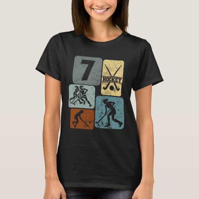 7th Birthday Girls Field Hockey 7 Years Of Hockey  T-Shirt (Front)