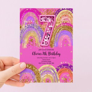7th Birthday Girls Invitation