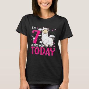 7th Birthday Girls Llama Party Pink Alpaca 7 Seven T-Shirt