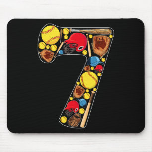 7th Birthday Girls Softll Theme 7 Year Old Birthda Mouse Pad