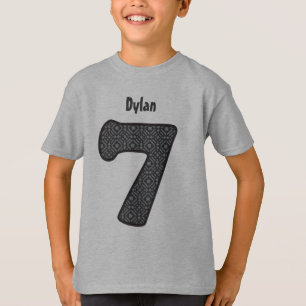 7th Birthday GRAY PATTERN Seven Year Custom V09 T-Shirt