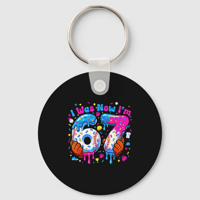 7Th birthday i 6 now i'm 7 baseball ice cream drip Key Ring (Front)