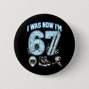 7th Birthday I Was 6 Im 7 Six Seven 67 Ice Hockey Cm Round Badge