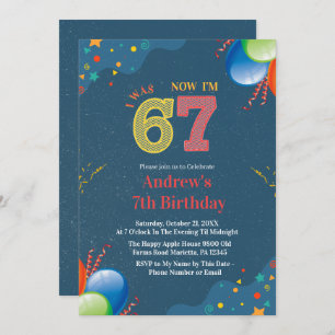 7th Birthday I Was 6 Now I’m 7 custom Invitation