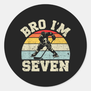 7th Birthday Ice Hockey Boy 7 Year Old Hockey Classic Round Sticker