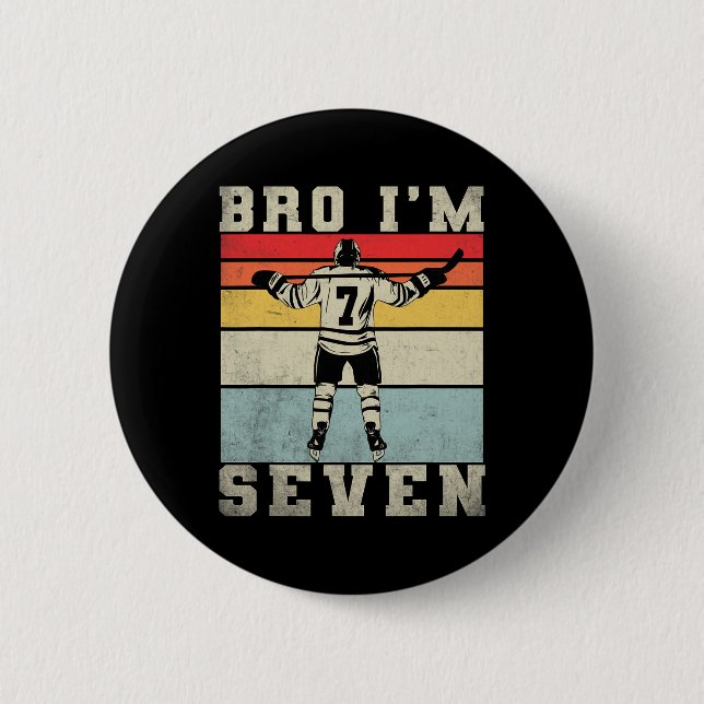 7th Birthday Ice Hockey Boy 7 Year Old Hockey Play 6 Cm Round Badge (Front)